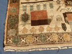 3x5 ft Handmade Wool Tribal Area Rug, Brown Geometric Carpet, Rustic Boho Decor - Antique Nomadic Home Accent