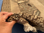 3×5 Ft Handmade Afghan Figure Rug, Vintage Wool Tribal Area Rug, Brown Pictorial Carpet