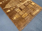 Vintage Handmade Brown Wool Rug 3x5 ft - Wall Hanging Pictorial Rug