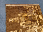 Vintage Handmade Brown Wool Rug 3x5 ft - Wall Hanging Pictorial Rug