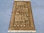 Vintage Pictorial Baluchi Handmade Wool Tribal Carpet - Rug for Living Room - 3x5 ft