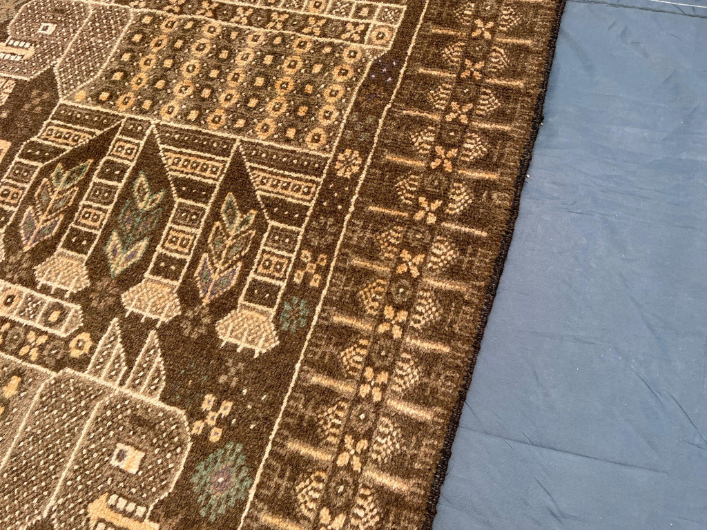 Vintage Pictorial Baluchi Handmade Wool Tribal Carpet - Rug for Living Room - 3x5 ft