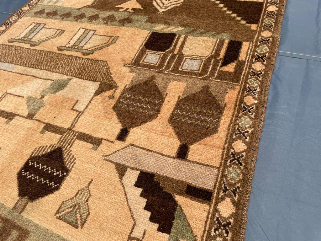 Afghan Vintage Baluchi Pictorial Wool Tribal Rug - 3x5 ft Area Carpet for Bedroom