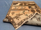 Afghan Vintage Baluchi Pictorial Wool Tribal Rug - 3x5 ft Area Carpet for Bedroom
