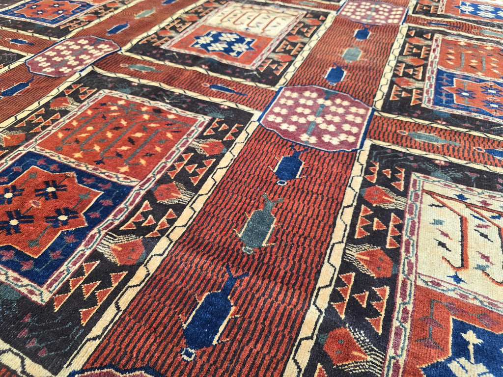 Handmade Antique Afghan Baluchi Wool Rug - Carpet for Living Room - Rustic Home Decor 6.5×8.5 ft