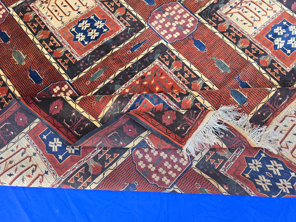 Handmade Antique Afghan Baluchi Wool Rug - Carpet for Living Room - Rustic Home Decor 6.5×8.5 ft