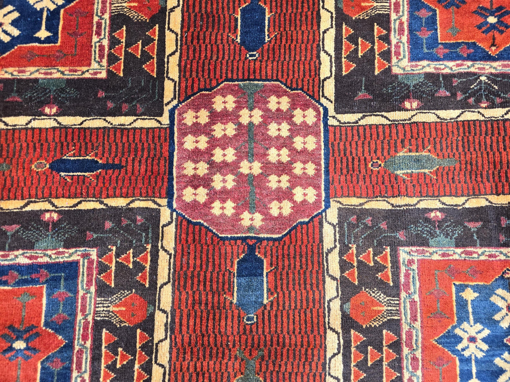 Handmade Antique Afghan Baluchi Wool Rug - Carpet for Living Room - Rustic Home Decor 6.5×8.5 ft