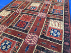 Handmade Antique Afghan Baluchi Wool Rug - Carpet for Living Room - Rustic Home Decor 6.5×8.5 ft