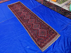 Vintage Afghan Kilim Runner Rug 2x8.5 Ft, Handmade Wool Tribal Runner, Rustic Boho Long Narrow Carpet