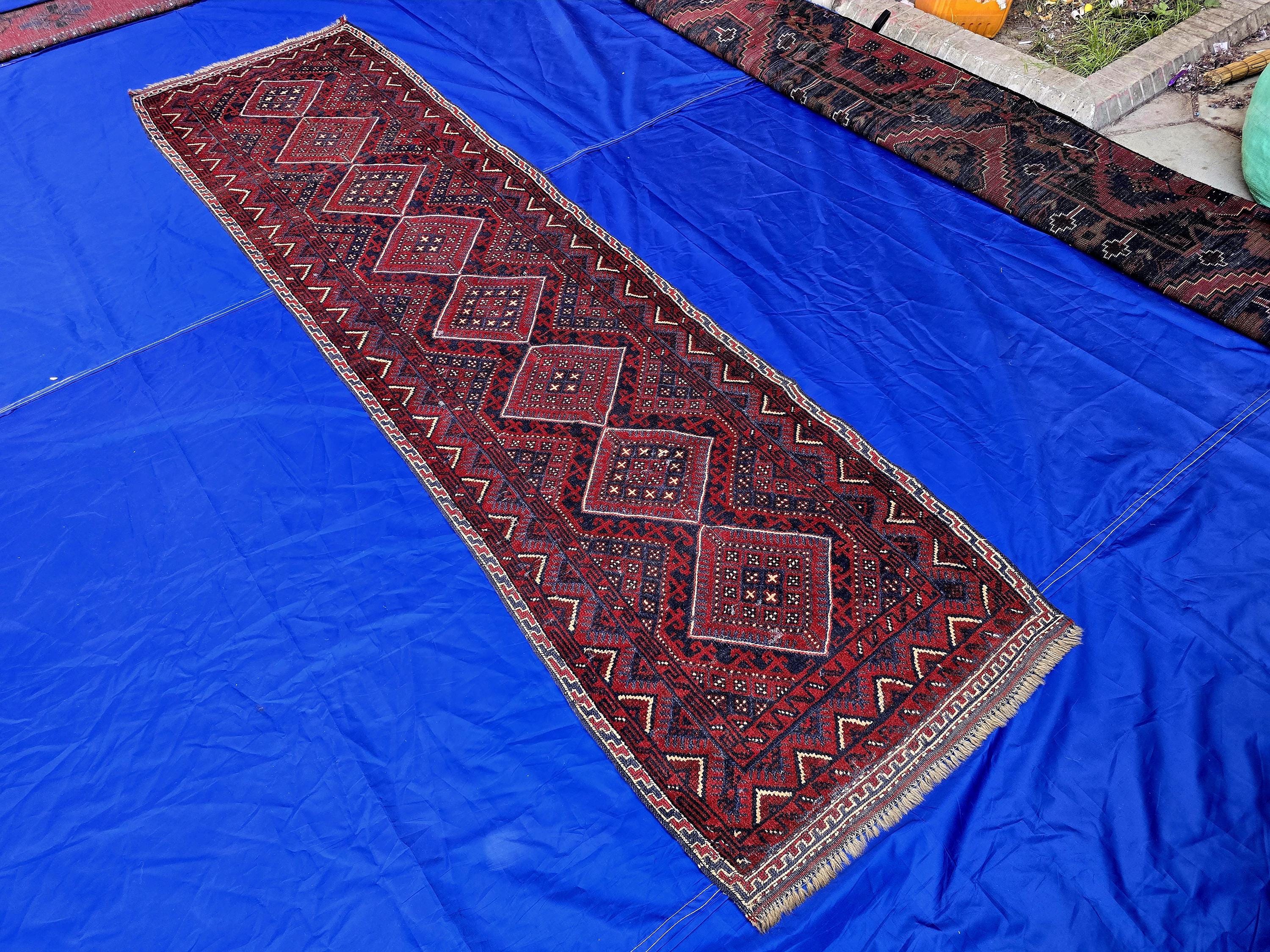 Vintage Afghan Kilim Runner Rug 2x8.5 Ft, Handmade Wool Tribal Runner, Rustic Boho Long Narrow Carpet