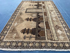 3x5 ft Vintage Baluchi Pictorial Wool Handmade Accent Rug