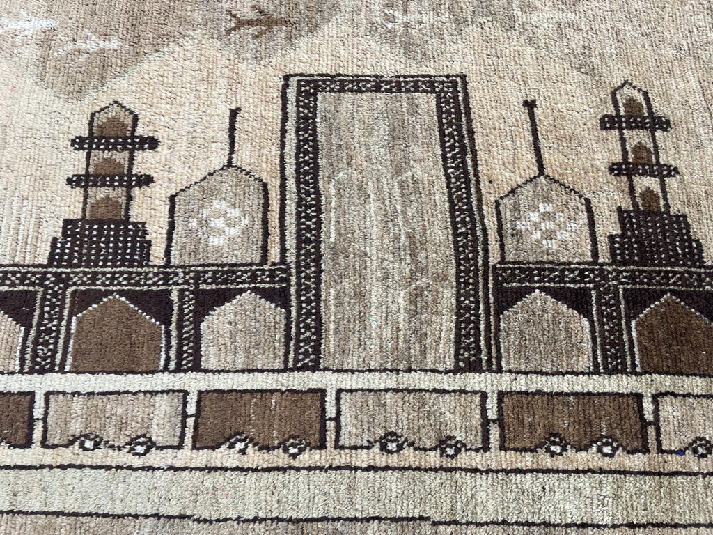 3x5 ft Vintage Baluchi Pictorial Wool Handmade Accent Rug