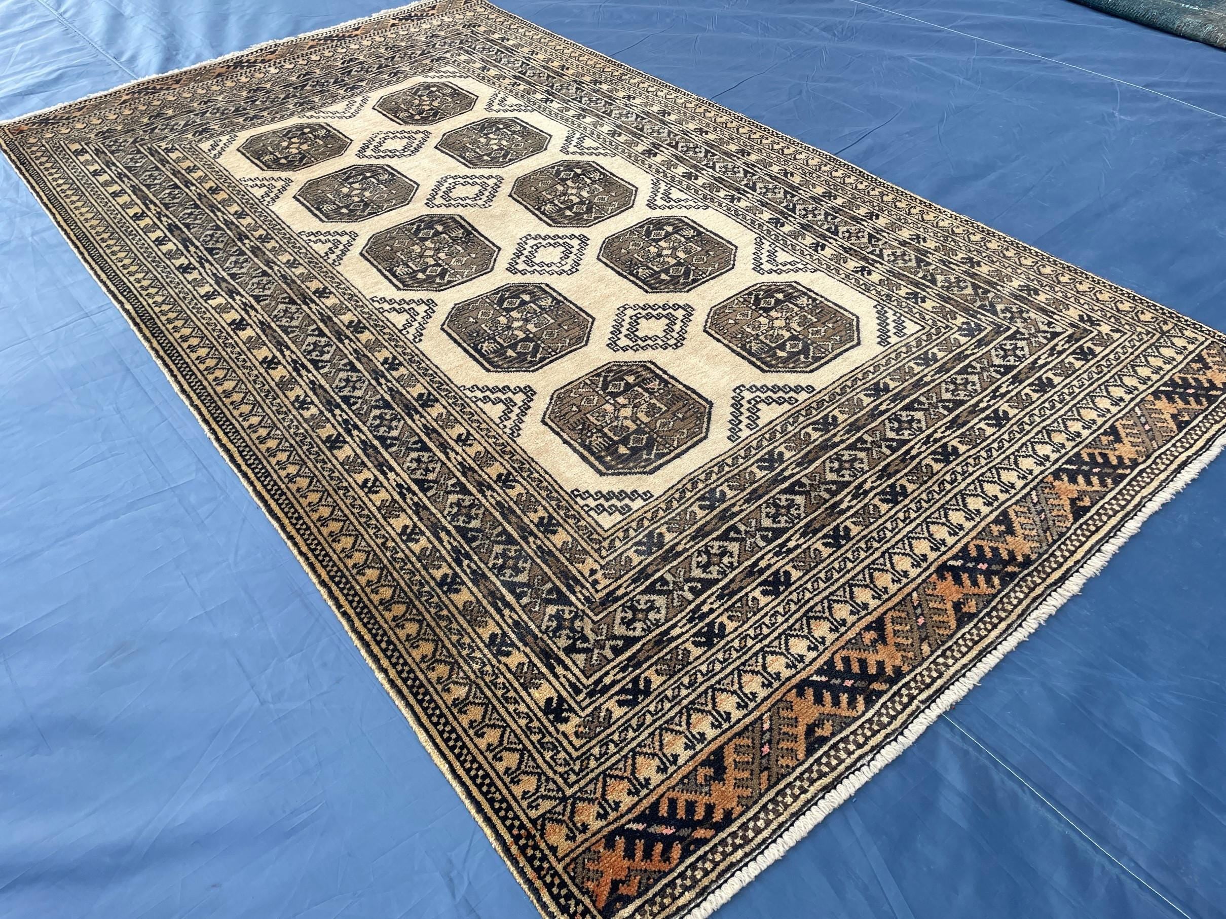 Antique 4x7 ft Handwoven Afghan Collectible Rug