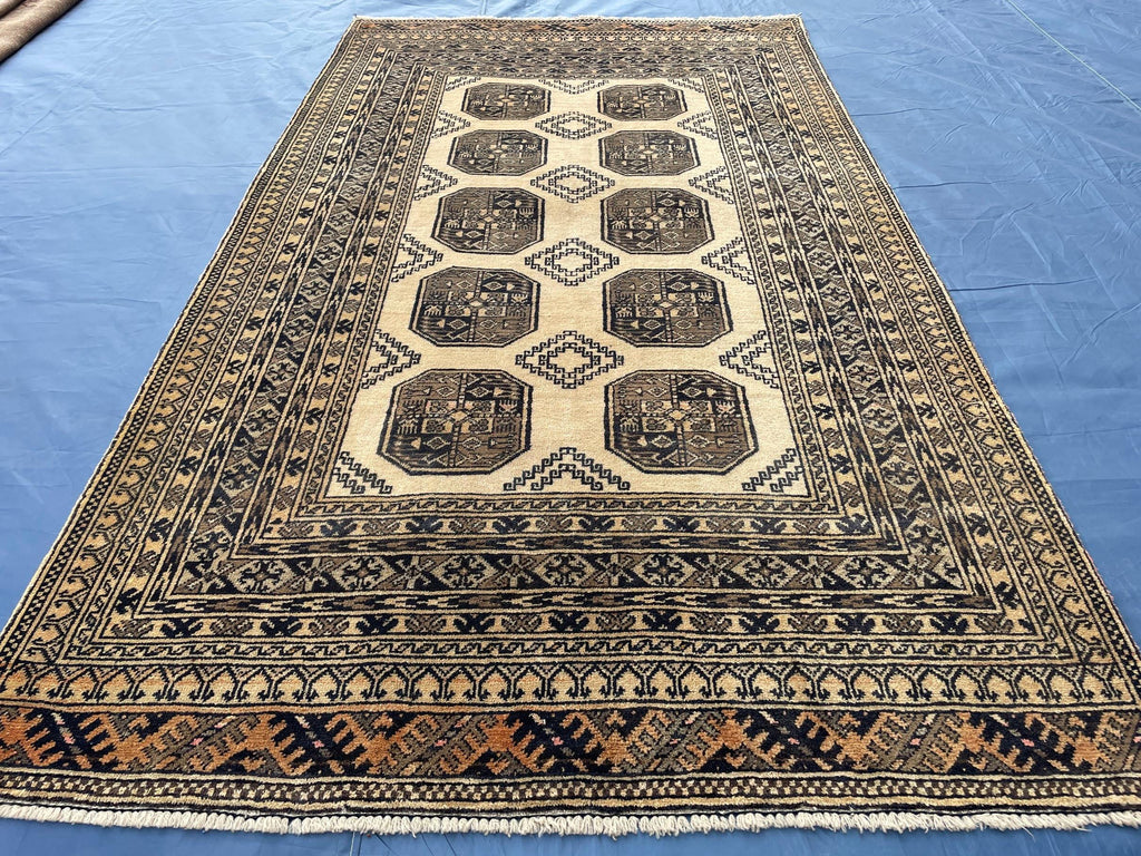 Antique 4x7 ft Handwoven Afghan Collectible Rug
