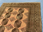 Beige & Brown Afghan Baluchi Rug 5x6 Ft, Handmade Wool Tribal Area Rug, Vintage Geometric Carpet, Oriental Boho Home Decor