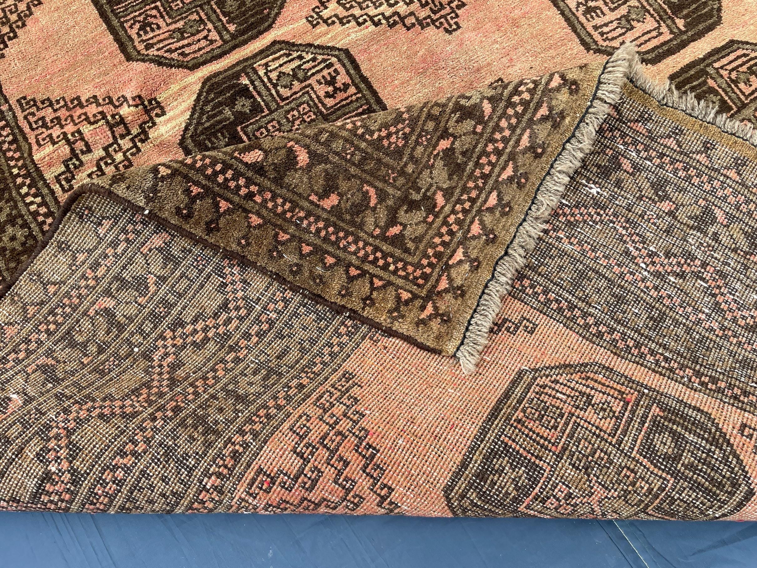 Beige & Brown Afghan Baluchi Rug 5x6 Ft, Handmade Wool Tribal Area Rug, Vintage Geometric Carpet, Oriental Boho Home Decor
