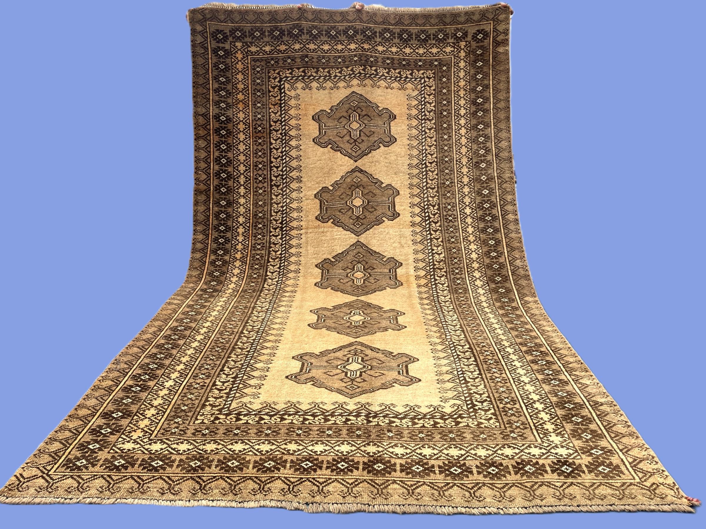 Afghan Baluchi Rug 5x9 Ft, Handmade Wool Tribal Area Rug, Vintage Oriental Carpet, Geometric Boho Hallway Runner