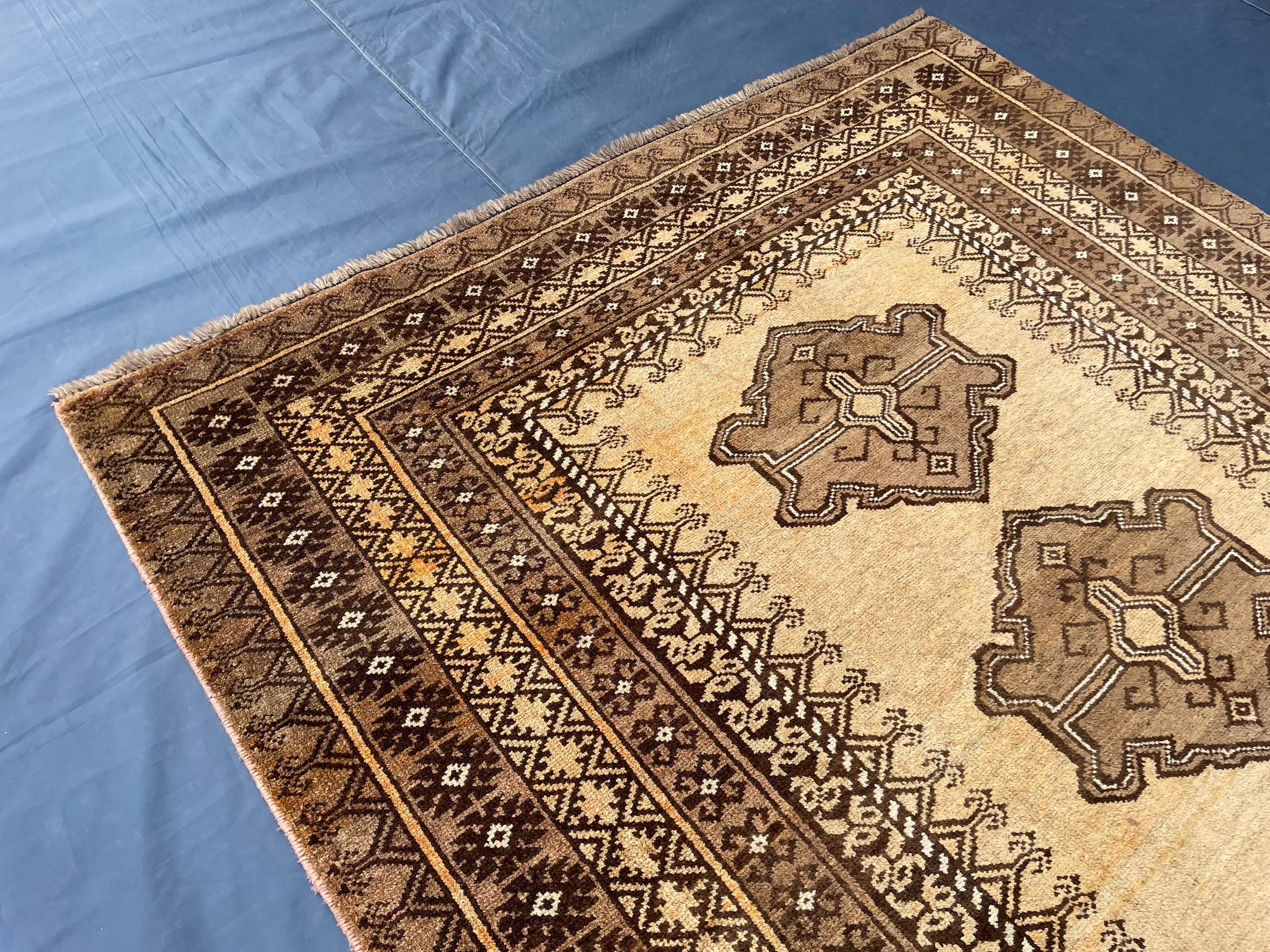 Afghan Baluchi Rug 5x9 Ft, Handmade Wool Tribal Area Rug, Vintage Oriental Carpet, Geometric Boho Hallway Runner