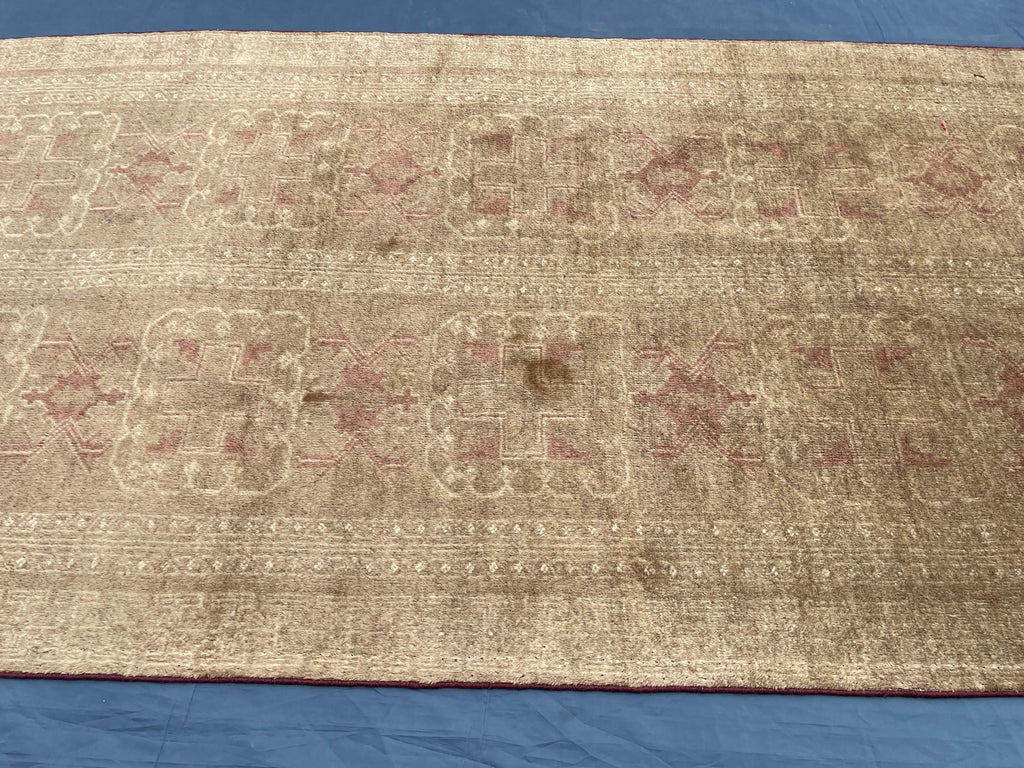 Vintage Baluchi Maldari Wool Runner Rug (12.11x3.9 ft) – Hand Knotted Afghan Carpet