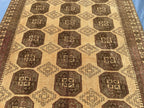 Large Afghan Tribal Rug 6x8 Ft, Handmade Wool Baluchi Carpet, Beige & Burgundy Bokhara Vintage Gul Rug