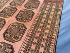 Blush Pink Afghan Baluchi Rug, 6.11x4.7 Ft, Handmade Wool Tribal Carpet - Oriental Geometric Living Room Decor