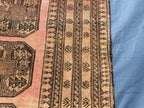 Blush Pink Afghan Baluchi Rug, 6.11x4.7 Ft, Handmade Wool Tribal Carpet - Oriental Geometric Living Room Decor