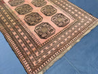 Blush Pink Afghan Baluchi Rug, 6.11x4.7 Ft, Handmade Wool Tribal Carpet - Oriental Geometric Living Room Decor