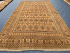 5x9 ft Antique Brown Afghan Handmade Tribal Wool Geometric Carpet - Living Room Decor