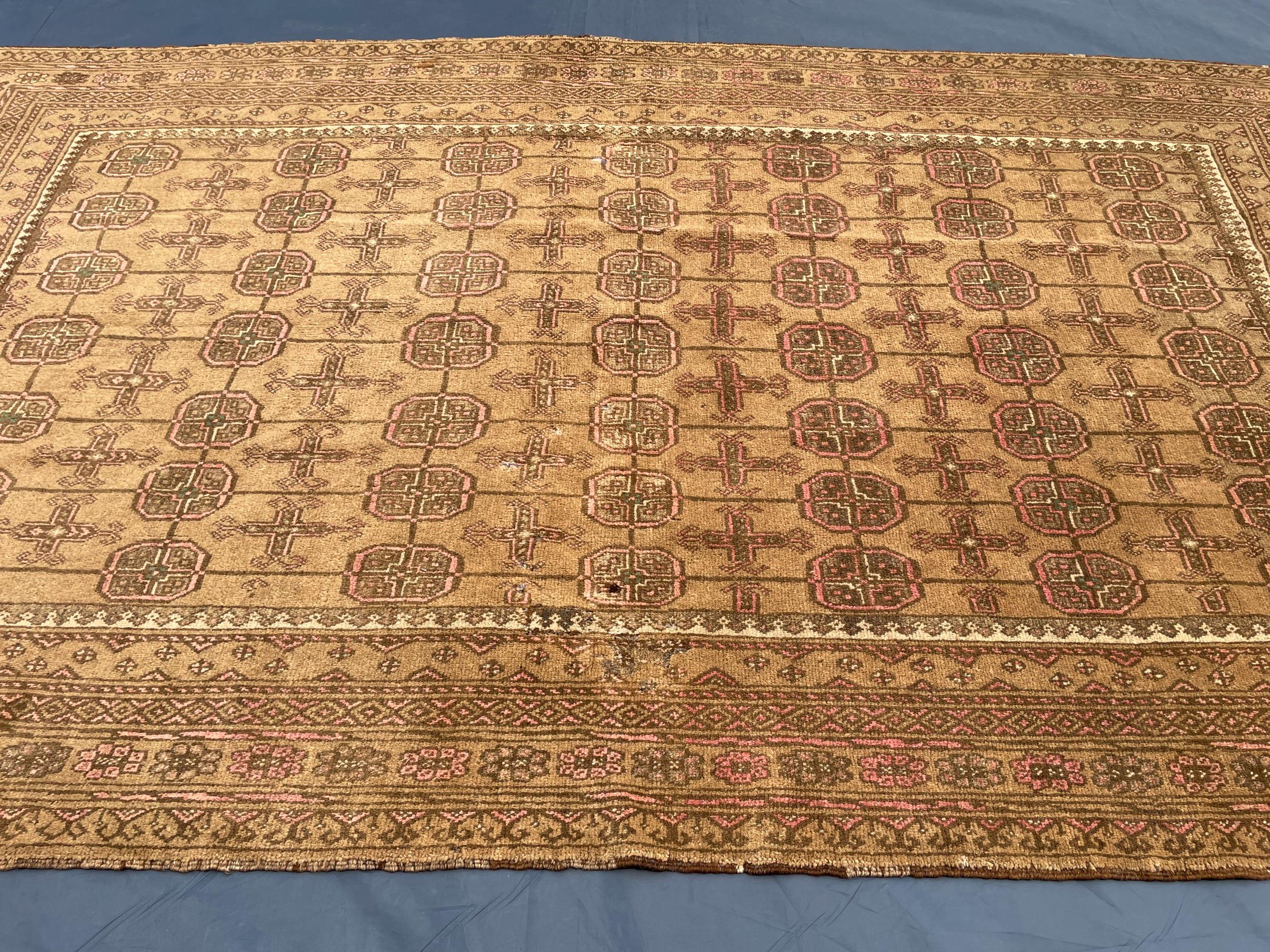 5x9 ft Antique Brown Afghan Handmade Tribal Wool Geometric Carpet - Living Room Decor