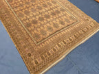 5x9 ft Antique Brown Afghan Handmade Tribal Wool Geometric Carpet - Living Room Decor