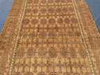 5x9 ft Antique Brown Afghan Handmade Tribal Wool Geometric Carpet - Living Room Decor