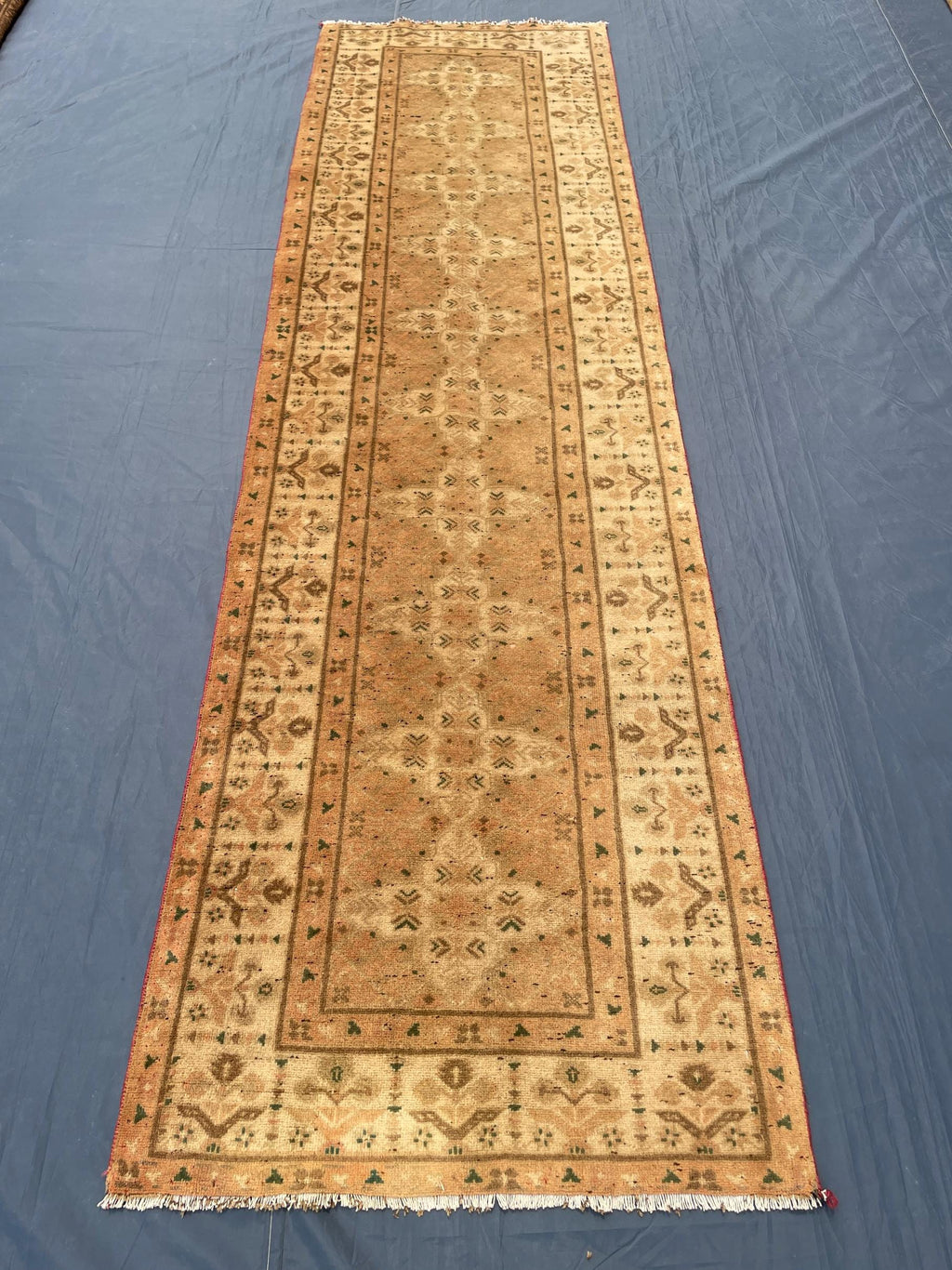 3x10 ft Rustic Brown Antique Handwoven Tribal Wool Hallway Runner Rug - Entryway Home Decor