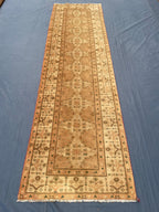 3x10 ft Rustic Brown Antique Handwoven Tribal Wool Hallway Runner Rug - Entryway Home Decor