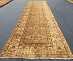 3x10 ft Rustic Brown Antique Handwoven Tribal Wool Hallway Runner Rug - Entryway Home Decor
