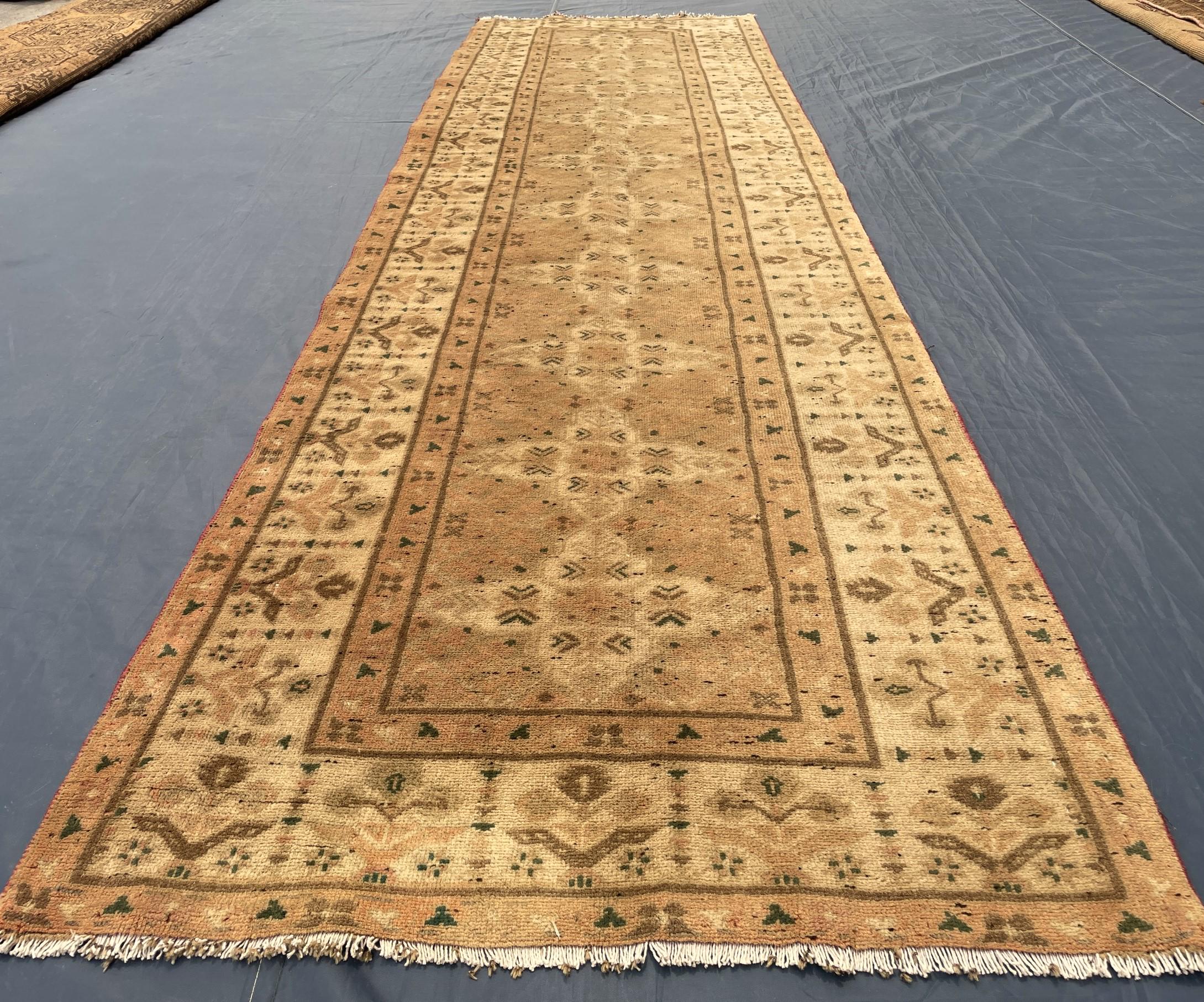 3x10 ft Rustic Brown Antique Handwoven Tribal Wool Hallway Runner Rug - Entryway Home Decor