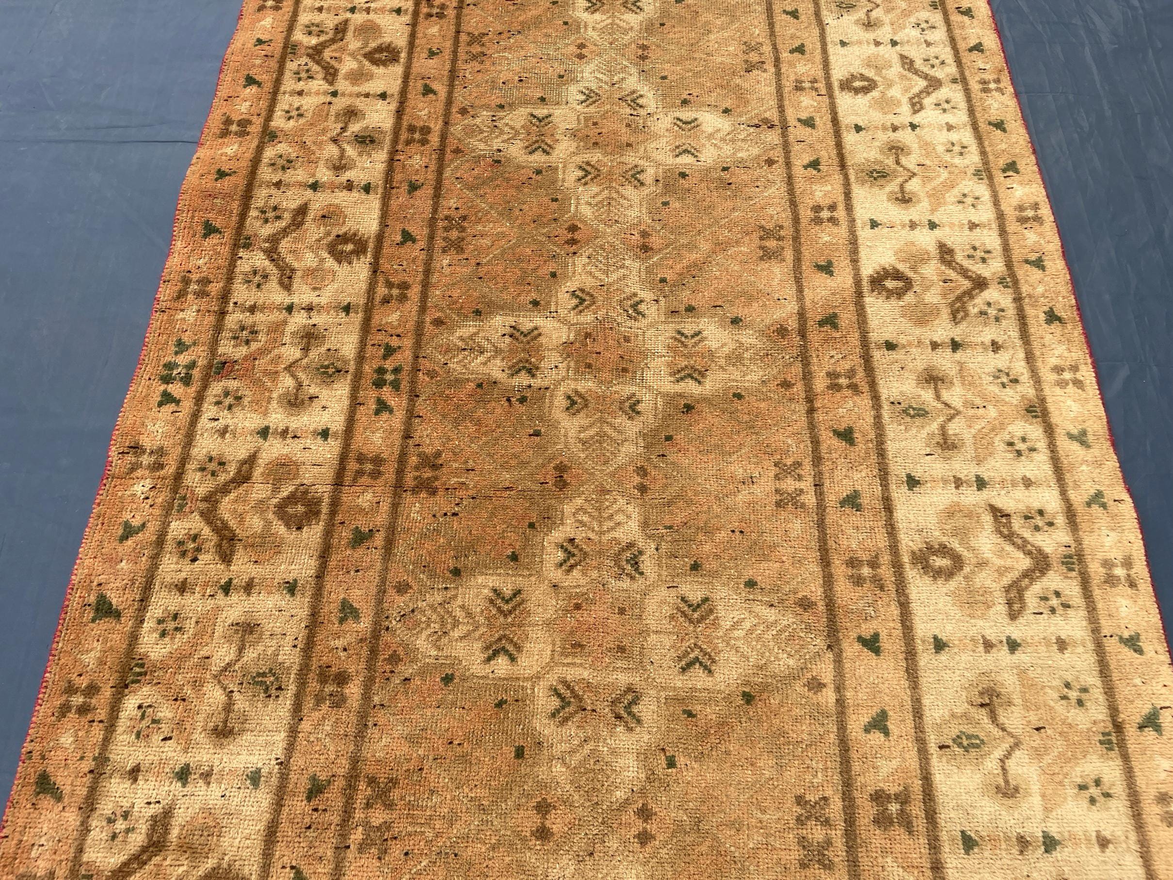 3x10 ft Rustic Brown Antique Handwoven Tribal Wool Hallway Runner Rug - Entryway Home Decor