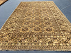 Antique Hand-knotted Wool Oriental Rug – 6.6x4.2 ft, Rustic Afghan Home Decor