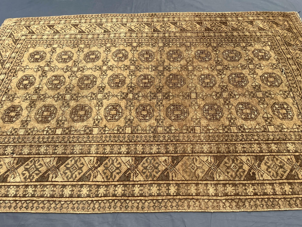 Antique Hand-knotted Wool Oriental Rug – 6.6x4.2 ft, Rustic Afghan Home Decor