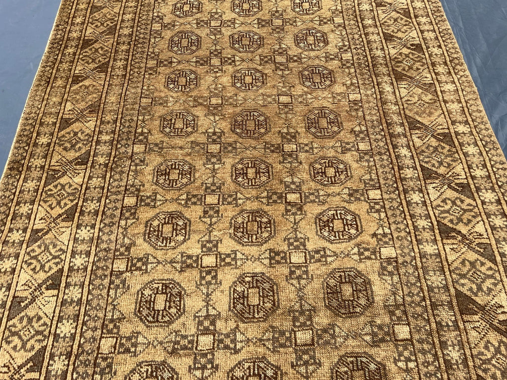 Antique Hand-knotted Wool Oriental Rug – 6.6x4.2 ft, Rustic Afghan Home Decor