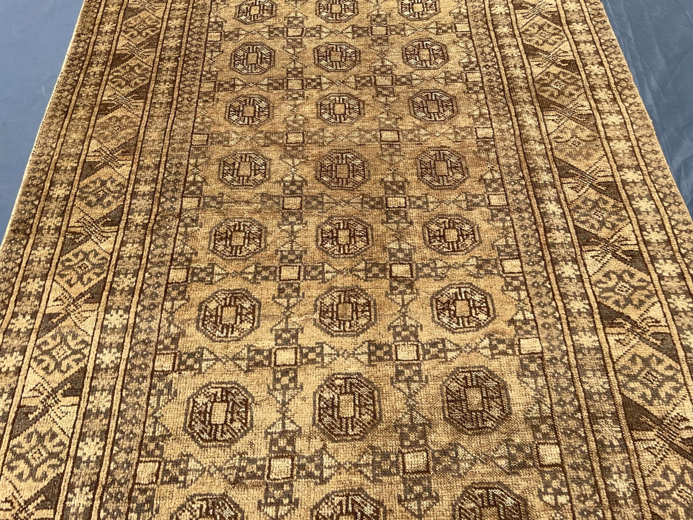 Antique Hand-knotted Wool Oriental Rug – 6.6x4.2 ft, Rustic Afghan Home Decor