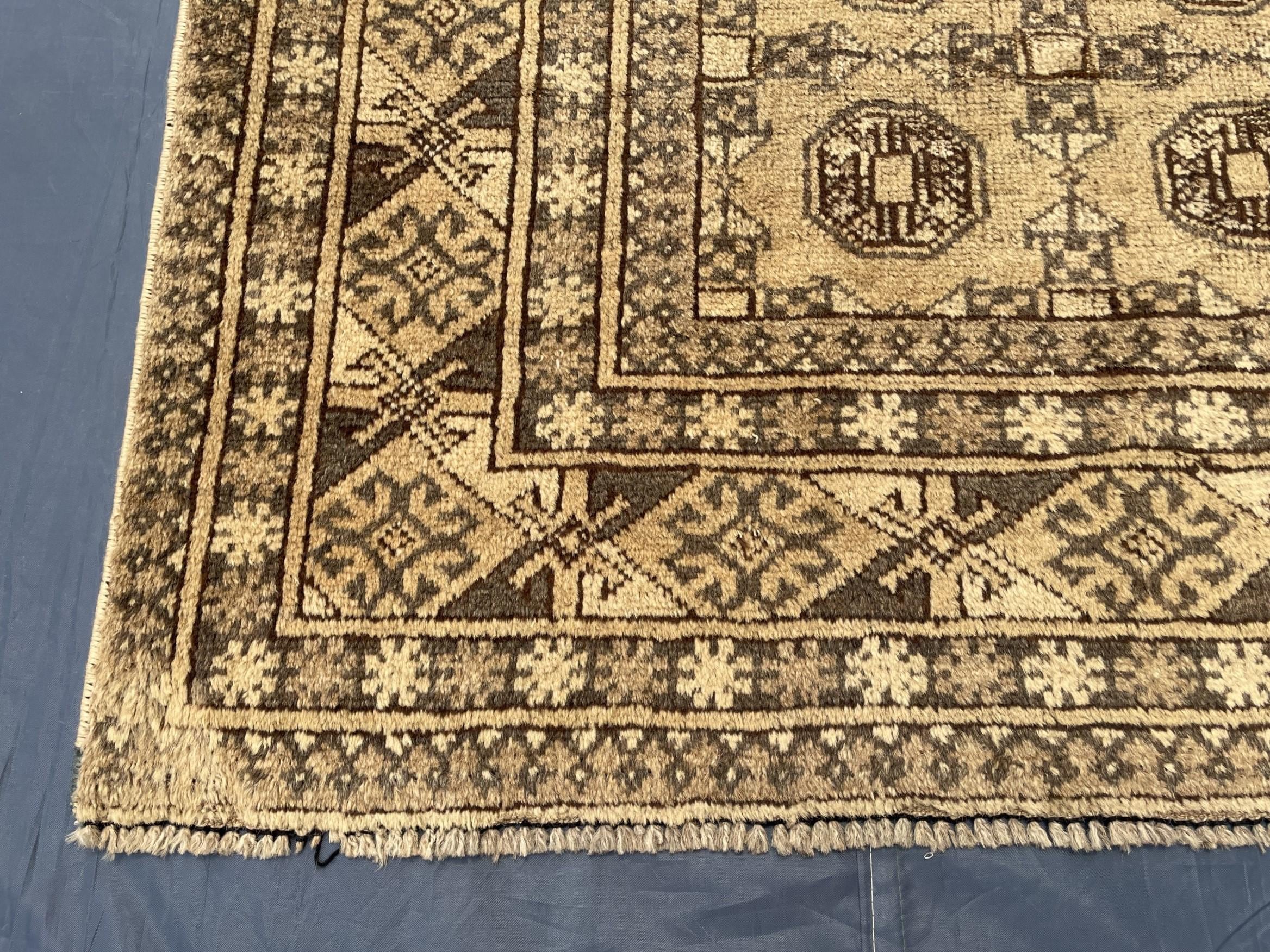 Antique Hand-knotted Wool Oriental Rug – 6.6x4.2 ft, Rustic Afghan Home Decor