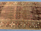 3x9 ft Antique Ali Hoja Handmade Afghan Wool Hallway Rug - Collectible Vintage Piece