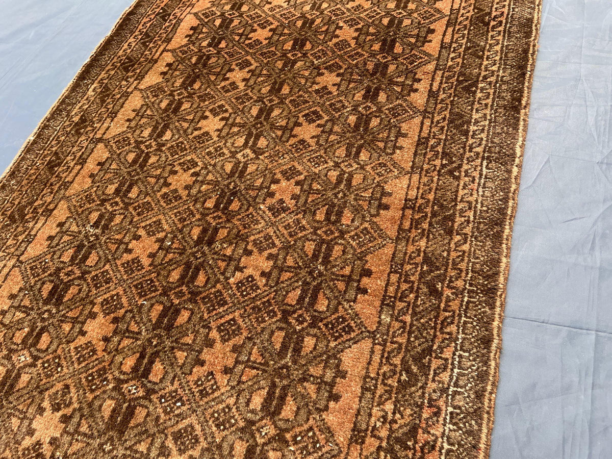 3x9 ft Vintage Handwoven Afghan Wool Runner Rug - Home Decor