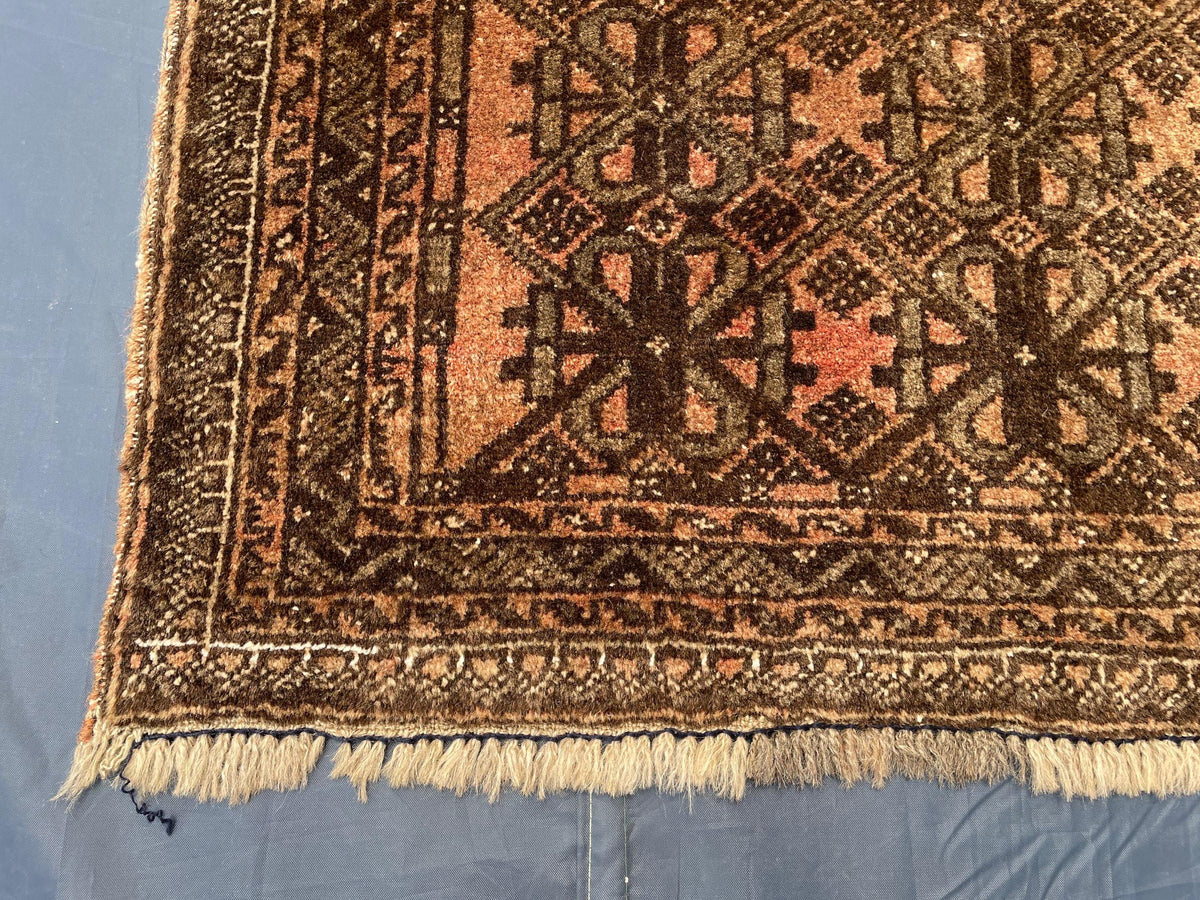 3x9 ft Vintage Handwoven Afghan Wool Runner Rug - Home Decor