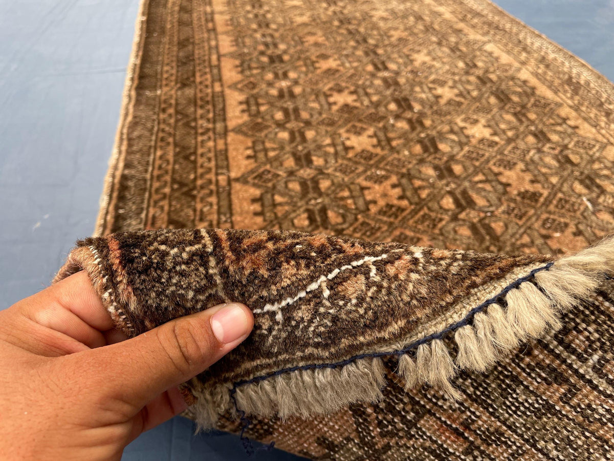 3x9 ft Vintage Handwoven Afghan Wool Runner Rug - Home Decor