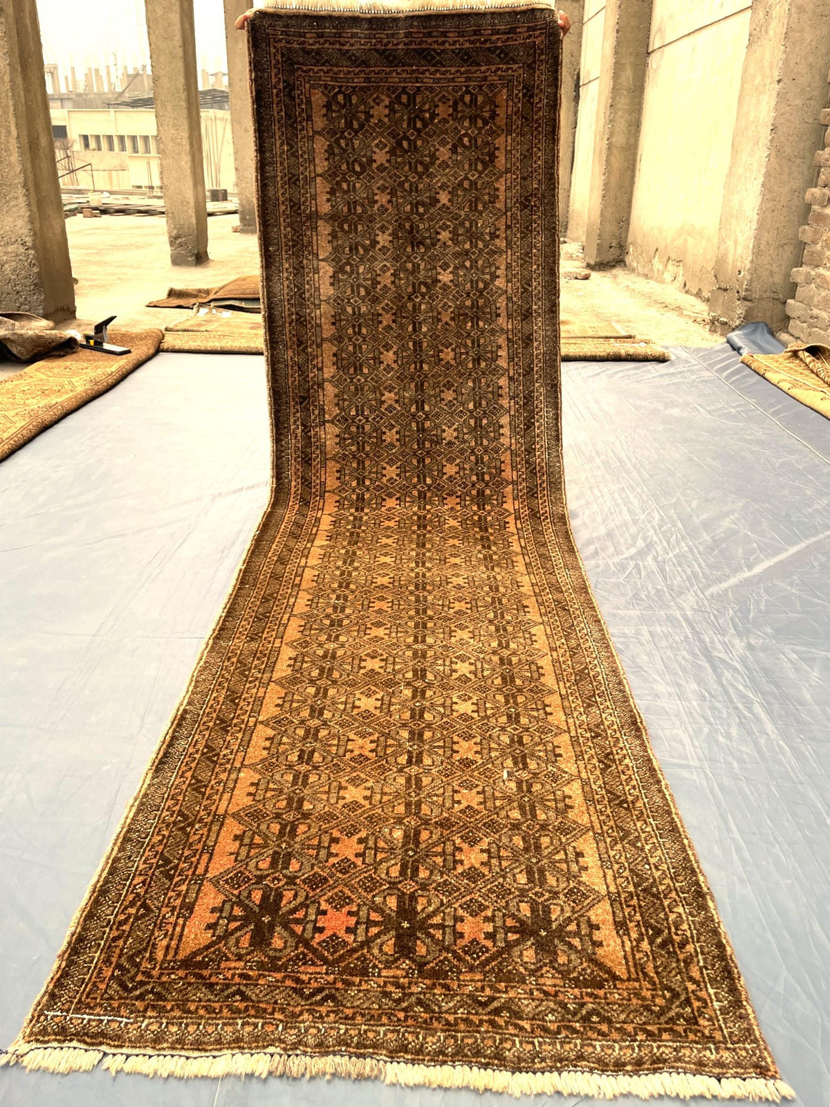 3x9 ft Vintage Handwoven Afghan Wool Runner Rug - Home Decor