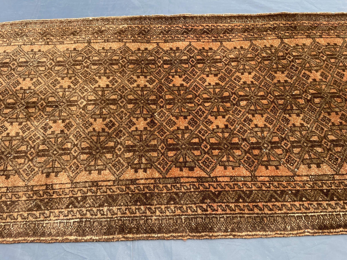 3x9 ft Vintage Handwoven Afghan Wool Runner Rug - Home Decor