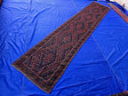 Rustic Red Navy 2.5×12 ft Vintage Mashwari Kilim Runner Rug