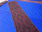 Rustic Red Navy 2.5×12 ft Vintage Mashwari Kilim Runner Rug