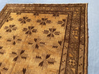 5x8 ft Brown Vintage Handwoven Tribal Wool Geometric Carpet - Living Room Carpet